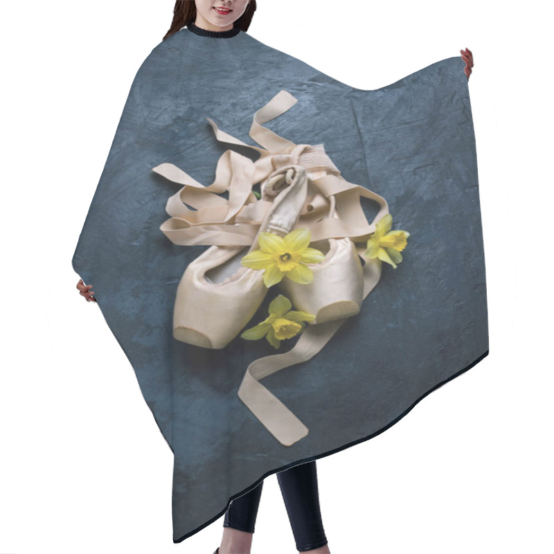 Personality  Ballerina Shoes, Pointe Shoes Without People On A Dark Backgroun Hair Cutting Cape