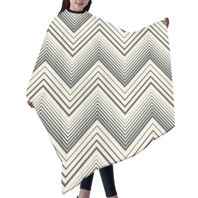 Personality  Seamless Zig Zag Pattern. Abstract Black And White Background. V Hair Cutting Cape