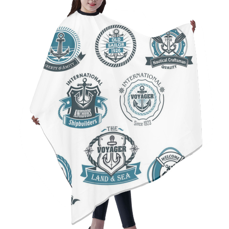 Personality  Nautical And Marine Vector Icons Set Hair Cutting Cape