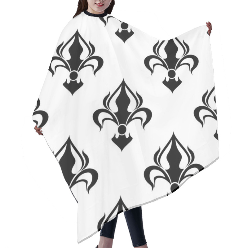 Personality  Seamless Floral Pattern With Abstract Black Lilies Hair Cutting Cape