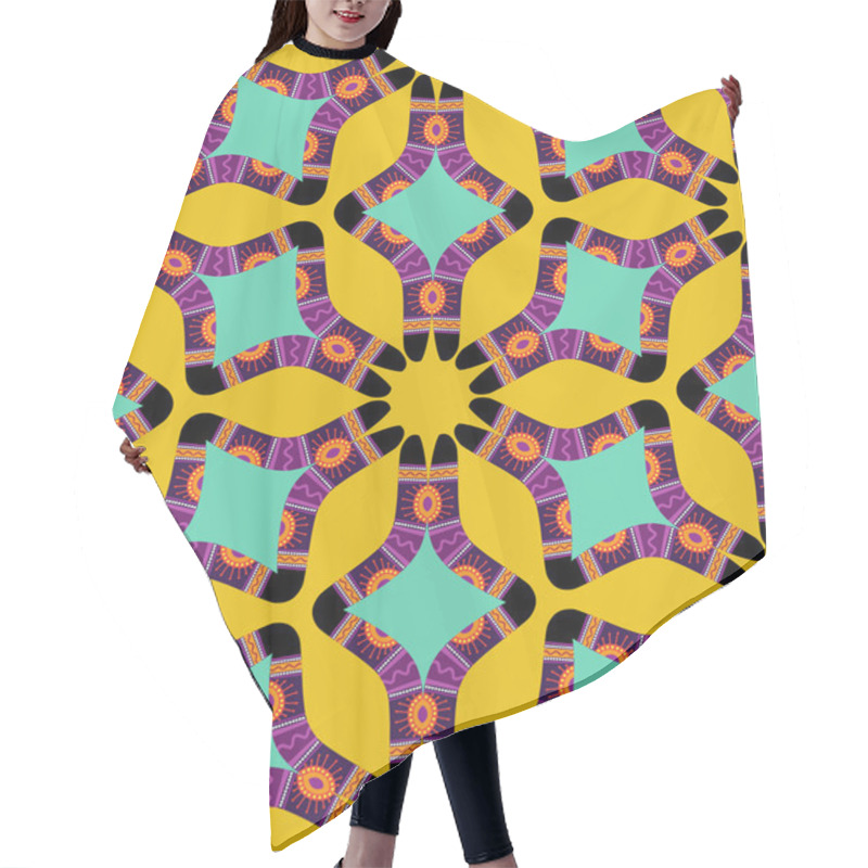 Personality  Ethnic Australian Boomerang Pattern Hair Cutting Cape