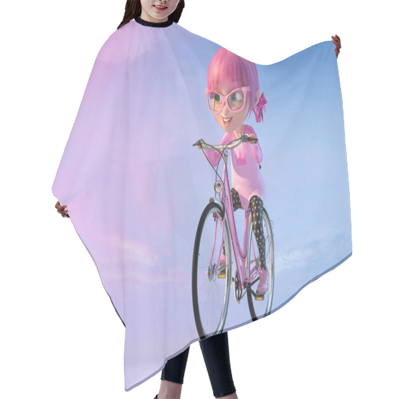 Personality  Cute Cheerful Smiling Cartoon Girl Hair Cutting Cape