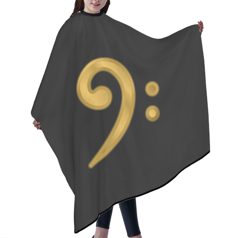 Personality  Bass Clef Gold Plated Metalic Icon Or Logo Vector Hair Cutting Cape