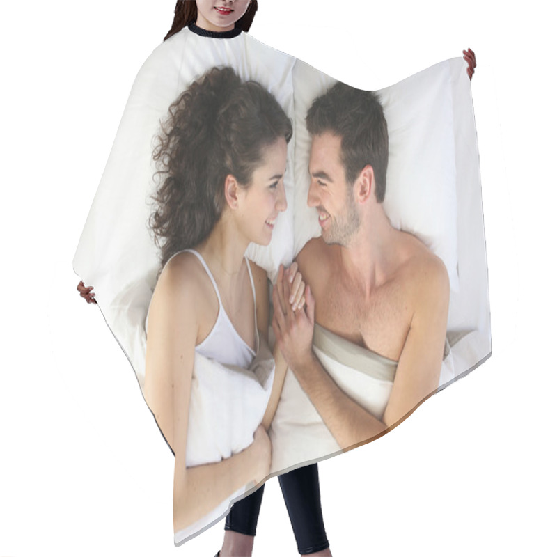 Personality  Couple Lying In Bed Hair Cutting Cape