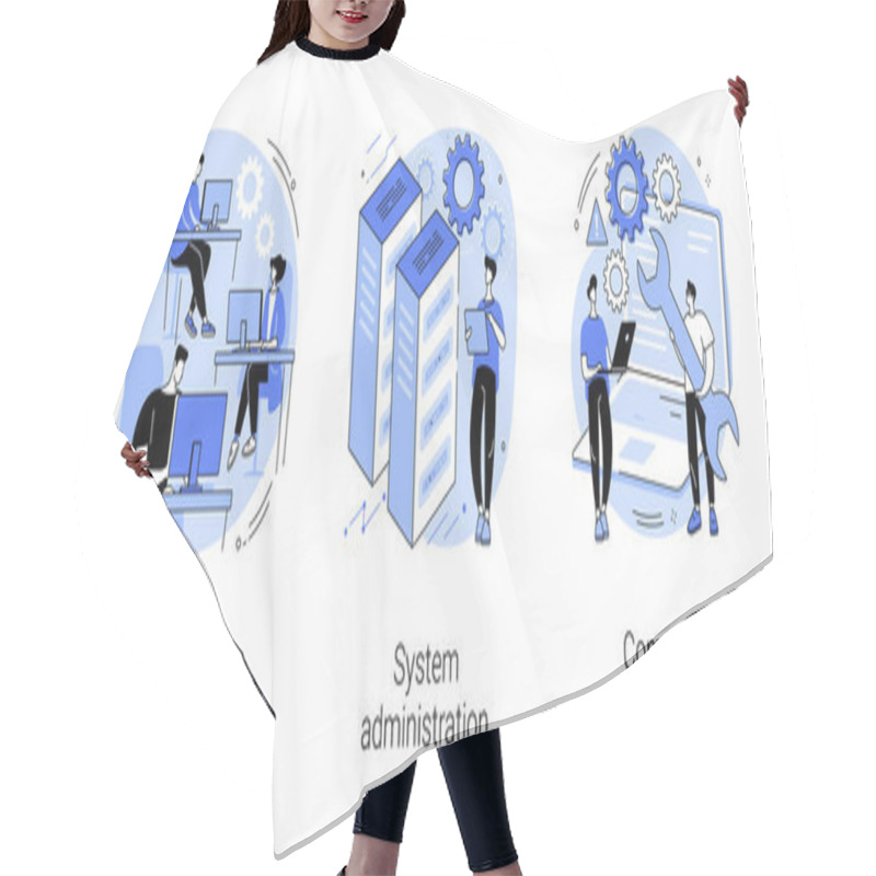 Personality  Computers And Software Abstract Concept Vector Illustrations. Hair Cutting Cape