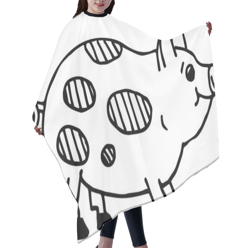 Personality  Cute Pig. Simple Flat Style. For Painting Hair Cutting Cape