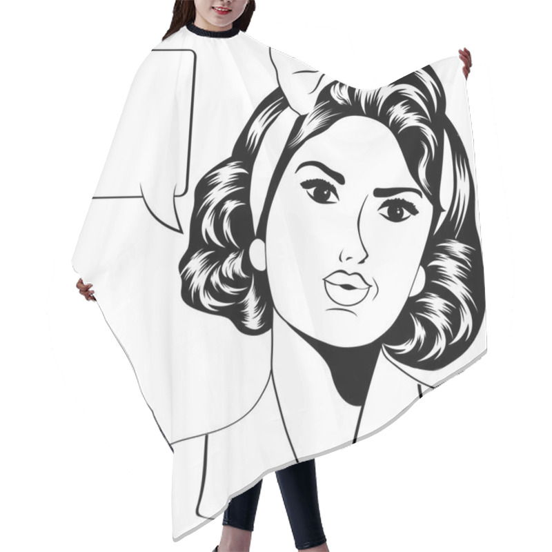 Personality  Cute Retro Woman In Comics Style Hair Cutting Cape