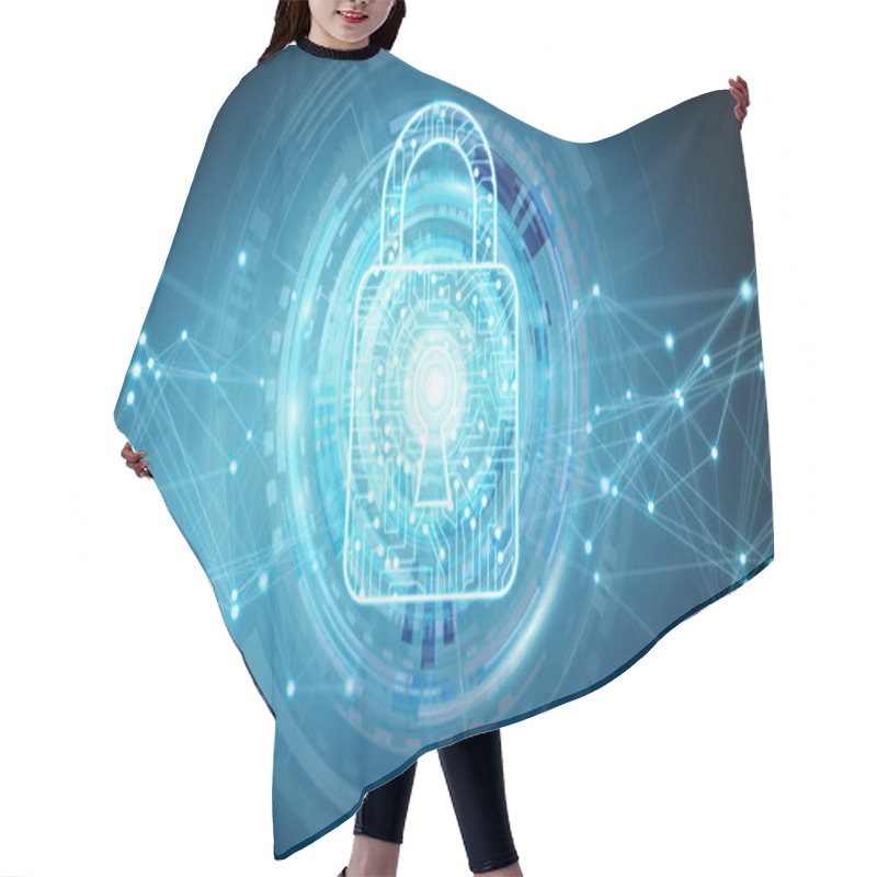 Personality  Modern Digital Data Shield Antivirus 3D Rendering Hair Cutting Cape