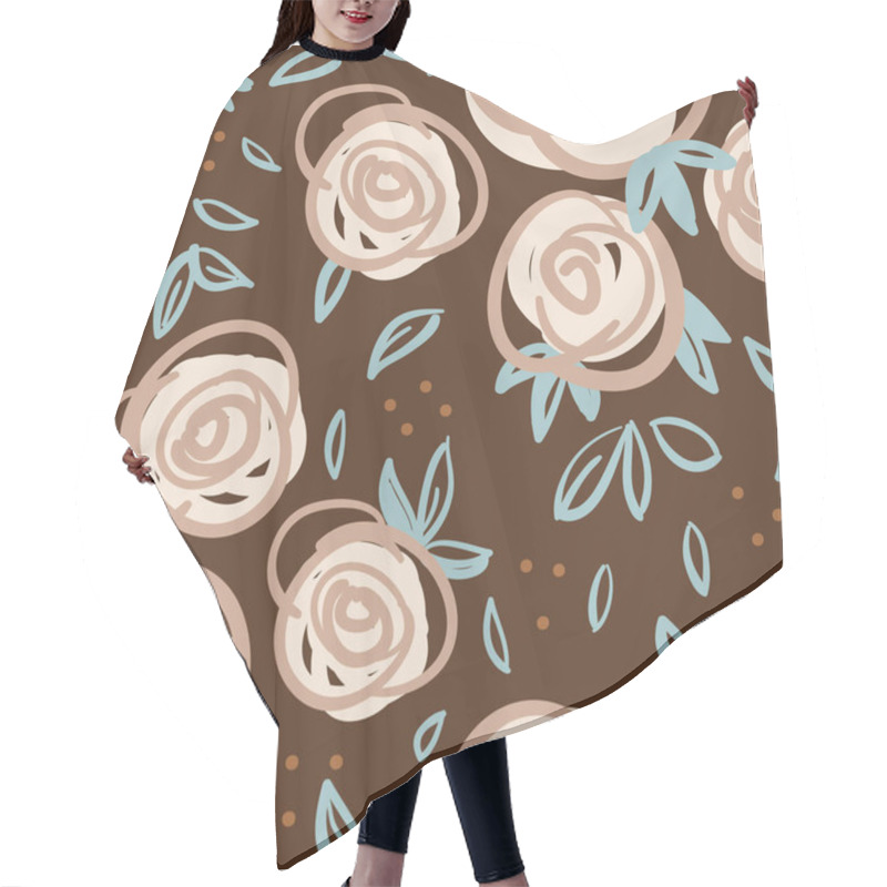 Personality  Vector Dots Ecru Roses Doodle Brown Repeat Pattern Hair Cutting Cape