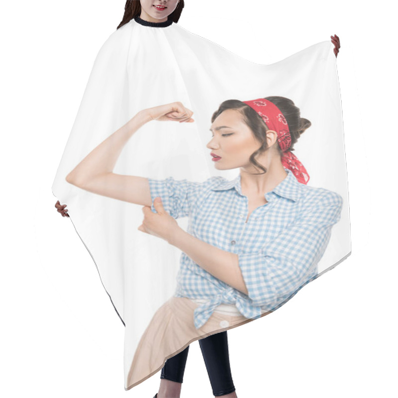 Personality  Strong Pin Up Woman Hair Cutting Cape