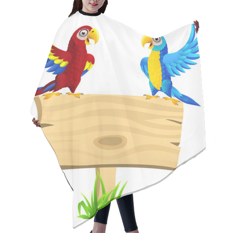 Personality  Macaw Bird With Blank Signboard Hair Cutting Cape