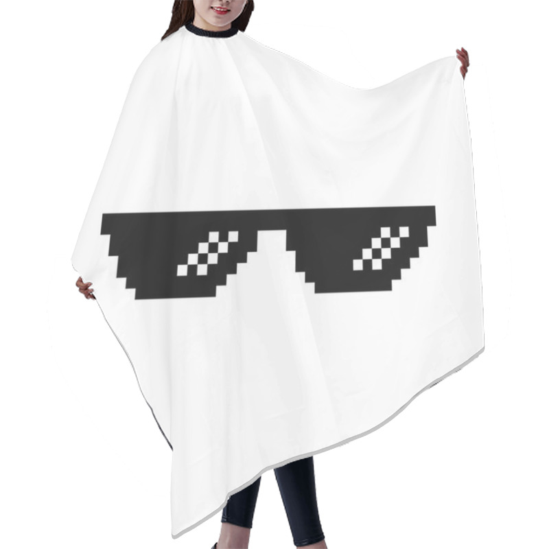 Personality  Creative Vector Illustration Of Pixel Glasses Of Thug Life Meme Isolated On Transparent Background. Ghetto Lifestyle Culture Art Design. Mock Up Template. Abstract Concept Graphic Element Hair Cutting Cape