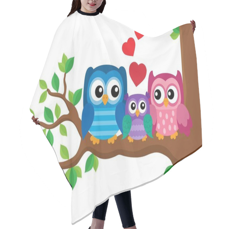 Personality  Owl Family Theme Image 2 Hair Cutting Cape