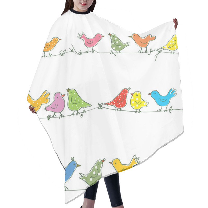 Personality  Funny Birds Seamless Pattern - Bright Vector Hair Cutting Cape