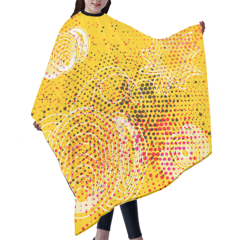 Personality  Retro Yellow Pattern With White Pumpkins And Rustic Halftones Hair Cutting Cape