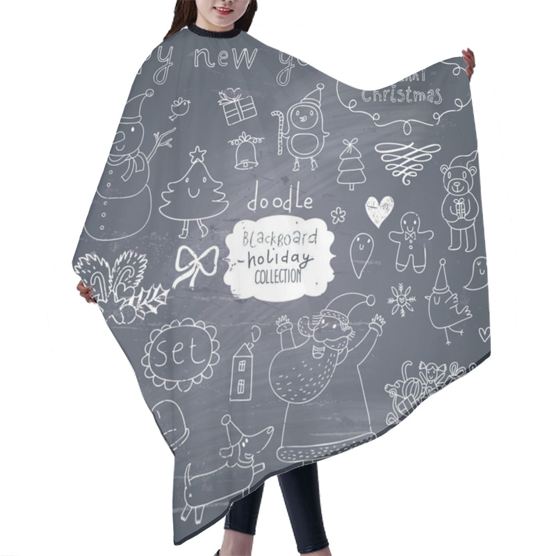 Personality  Christmas Set In Vector. Hair Cutting Cape