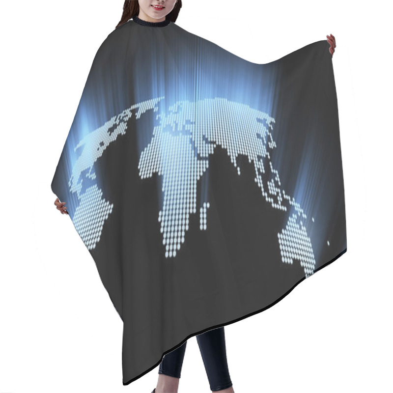 Personality  Glowing Hi-tech World Map Hair Cutting Cape