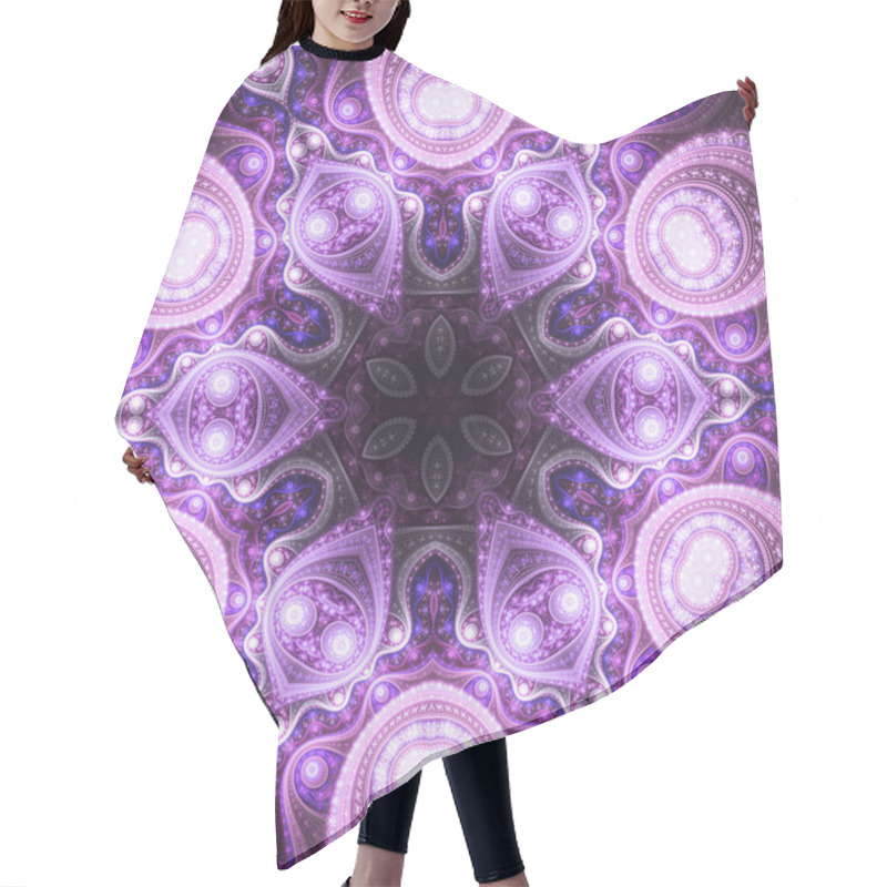 Personality  Lacy Purple Fractal Mandala, Digital Artwork For Creative Graphic Design Hair Cutting Cape