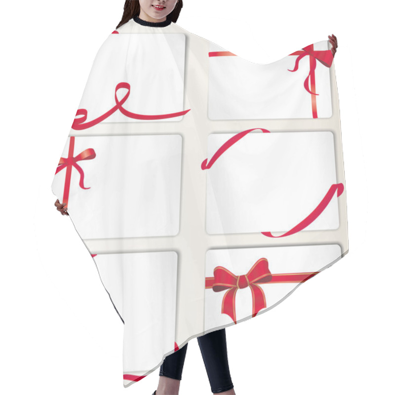 Personality  Set Of Red Ribbons Hair Cutting Cape