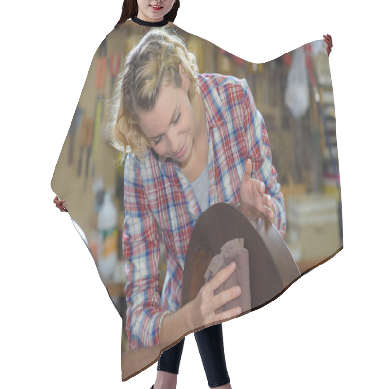 Personality  Woman In Her Workshop Hair Cutting Cape