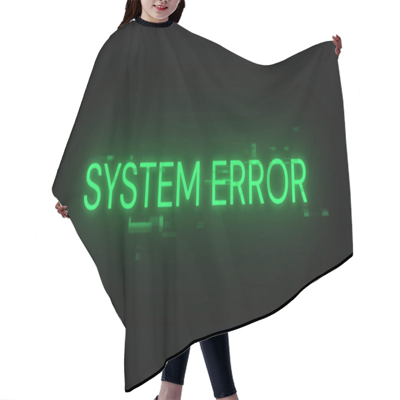 Personality  3D Rendering System Error Text With Screen Effects Of Technological Failures. Spectacular Screen Glitch With Various Kinds Of Interference Hair Cutting Cape