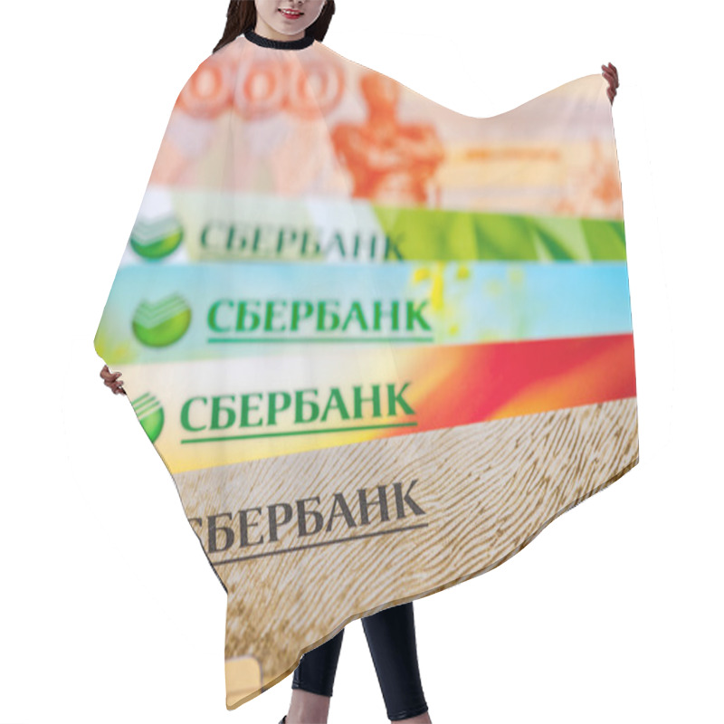 Personality  Photo Of VISA And Mastercard Credit Card With Russian Rubles Hair Cutting Cape