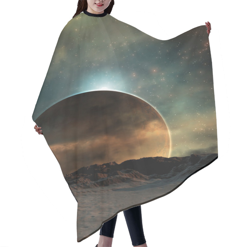 Personality  Digital 3D Illustration Of A Space Scene Hair Cutting Cape