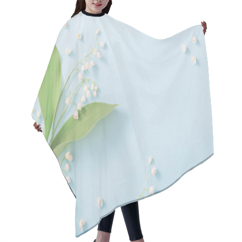 Personality  Lilies Of The Valley On  Blue  Background Hair Cutting Cape