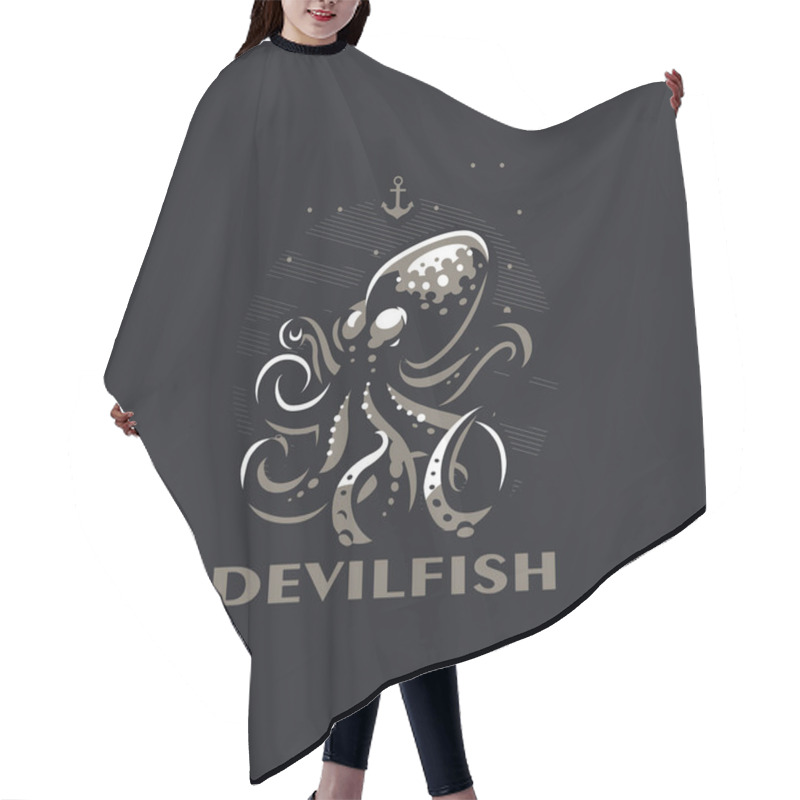 Personality  Stylized Octopus With Tentacles In The Sea.  Hair Cutting Cape