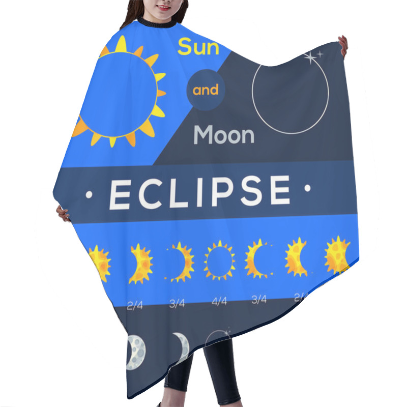 Personality  Suns And Moons Eclipse. Different Phases Of Solar And Lunar Eclipse. Flat Style. Vector Illustration Hair Cutting Cape