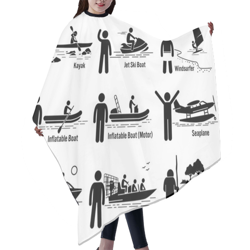 Personality  Water Sea Recreational Vehicles And People Set Hair Cutting Cape