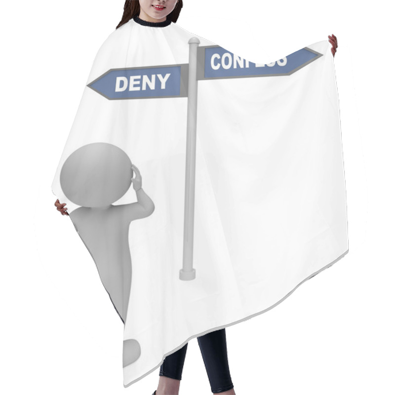 Personality  Deny Confess Sign Represents Taking Responsibility 3d Rendering Hair Cutting Cape