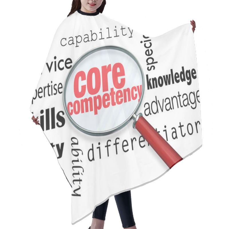 Personality  Core Competency Words Under A Magnifying Glass Hair Cutting Cape