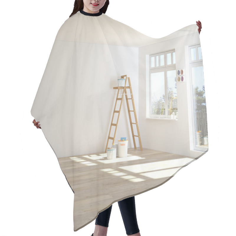 Personality  Painting Walls In Room With Ladder During Renovation. 3d Rendering Hair Cutting Cape