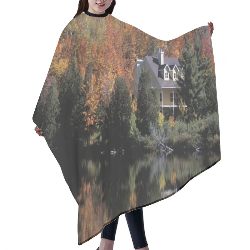 Personality  House On Lake In The Fall Hair Cutting Cape