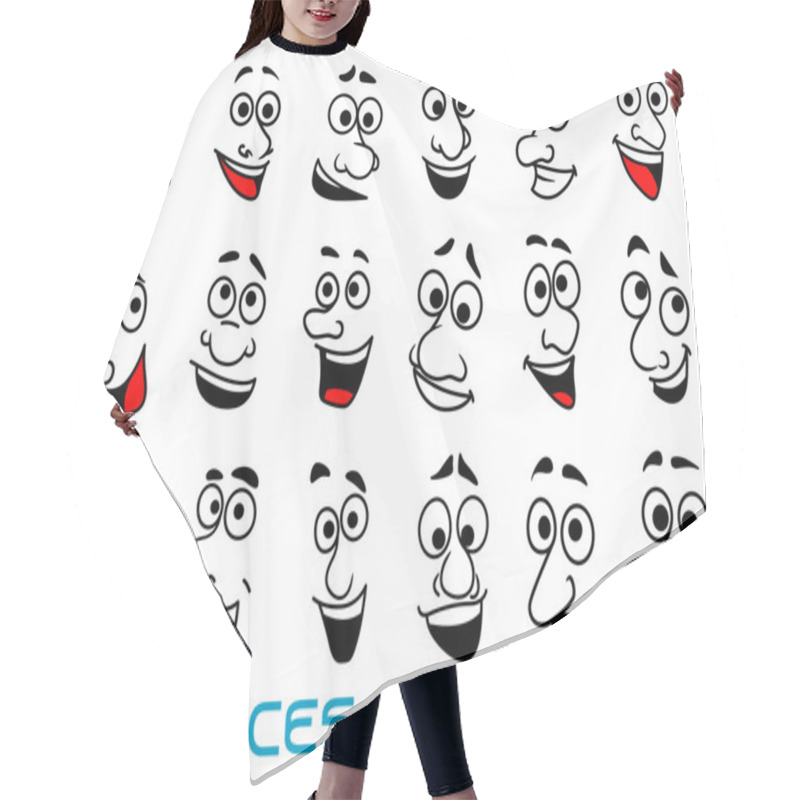 Personality  Cartoon Human Faces With Happy Emotions Hair Cutting Cape