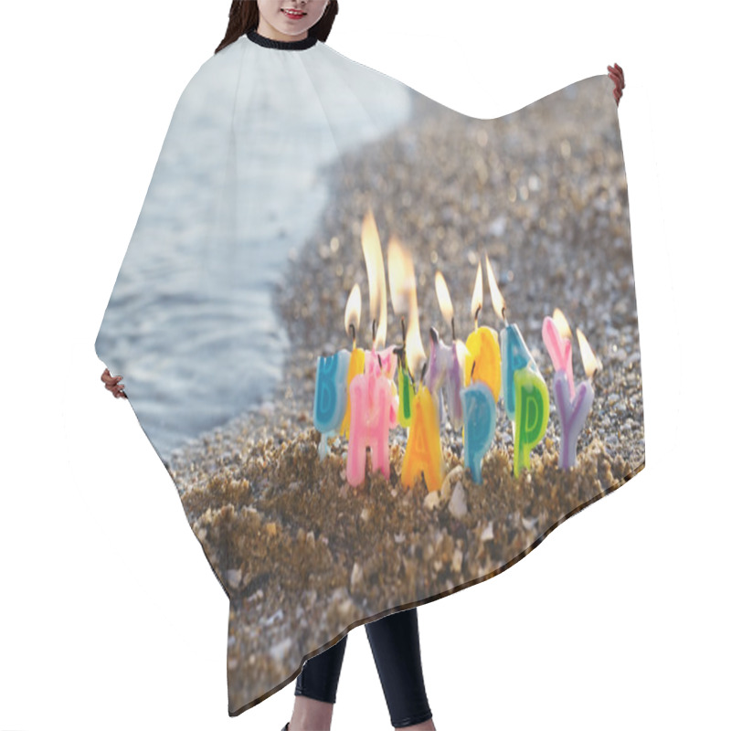 Personality  Birthday Candles Burning On A Seashore Hair Cutting Cape