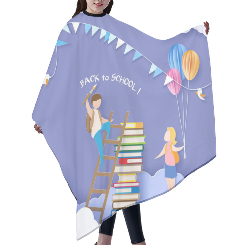 Personality  Back To School Card Kids And Books Hair Cutting Cape