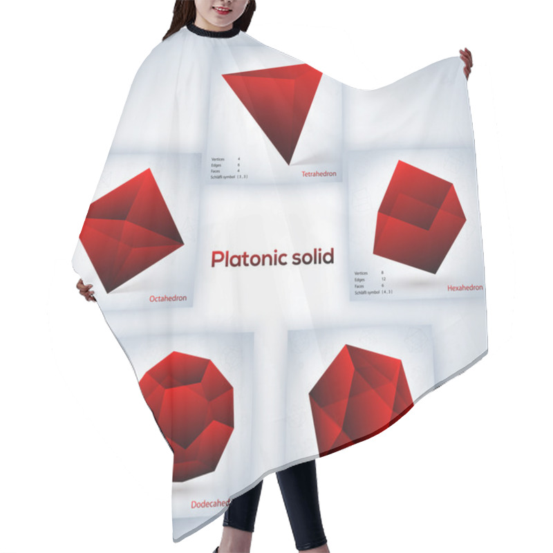 Personality  Red Set Of Geometric Shapes, Platonic Solids Hair Cutting Cape