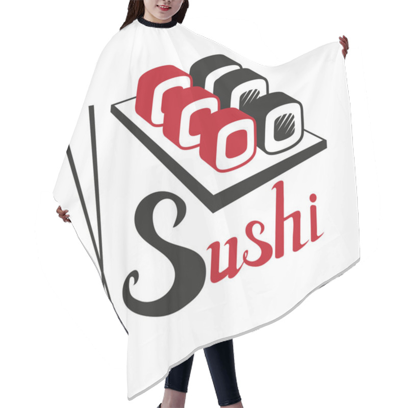 Personality  Sushi Logo. Realistic Sushi Illustration. Dish Of Traditional Japanese Cuisine. Vector Graphics To Design. Hair Cutting Cape