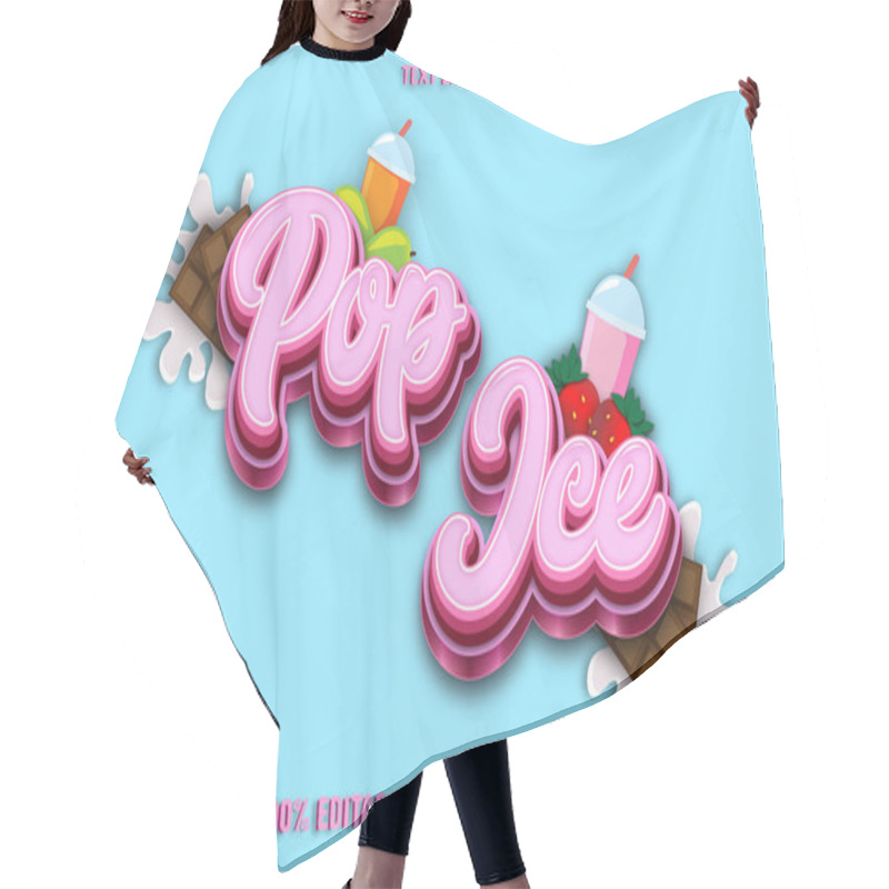 Personality  Pop Ice Editable Text Effect 3d Emboss Gradient Style Design Hair Cutting Cape