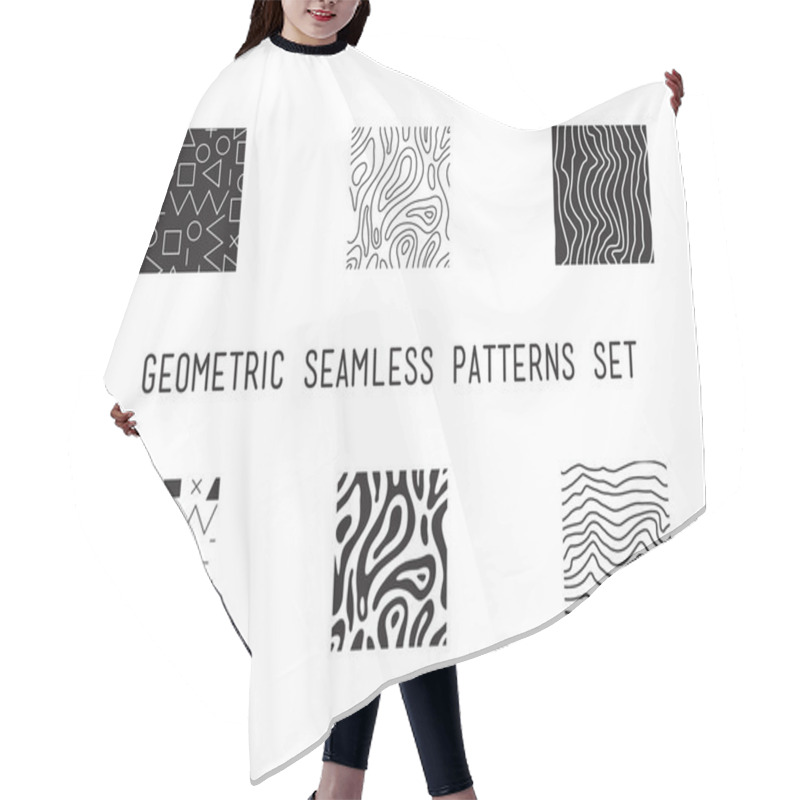 Personality  Universal Vector Lineal Geometric Seamless Pattern Hair Cutting Cape