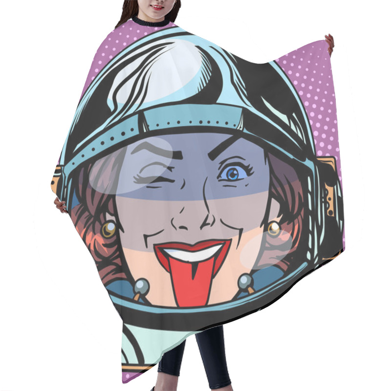 Personality  Emoticon Tongue Emoji Face Woman Astronaut Retro Hair Cutting Cape