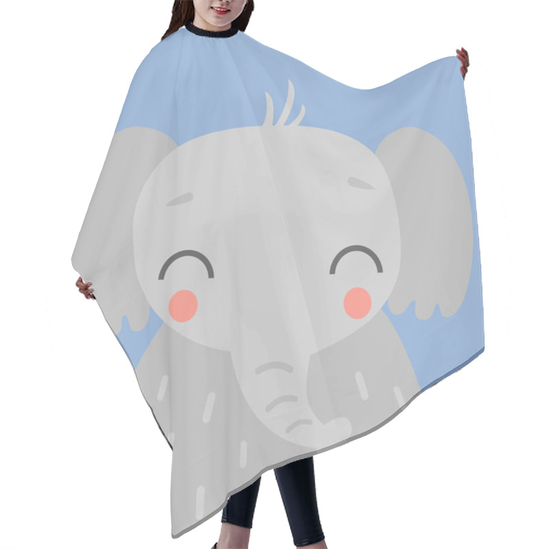 Personality  Cute Elephant Portrait Vector Illustration Hair Cutting Cape