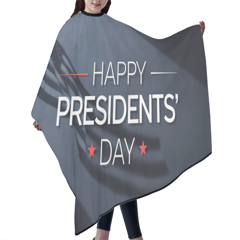 Personality  A Banner With Text Happy Presidents Day With American Flags Hair Cutting Cape