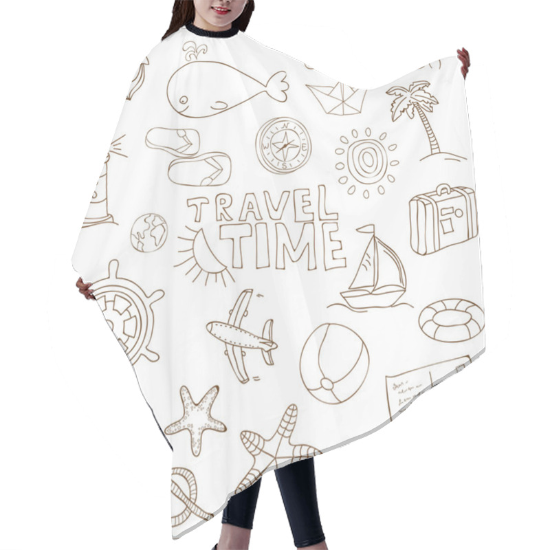 Personality  Summer Holiday Doodle Collection Hair Cutting Cape