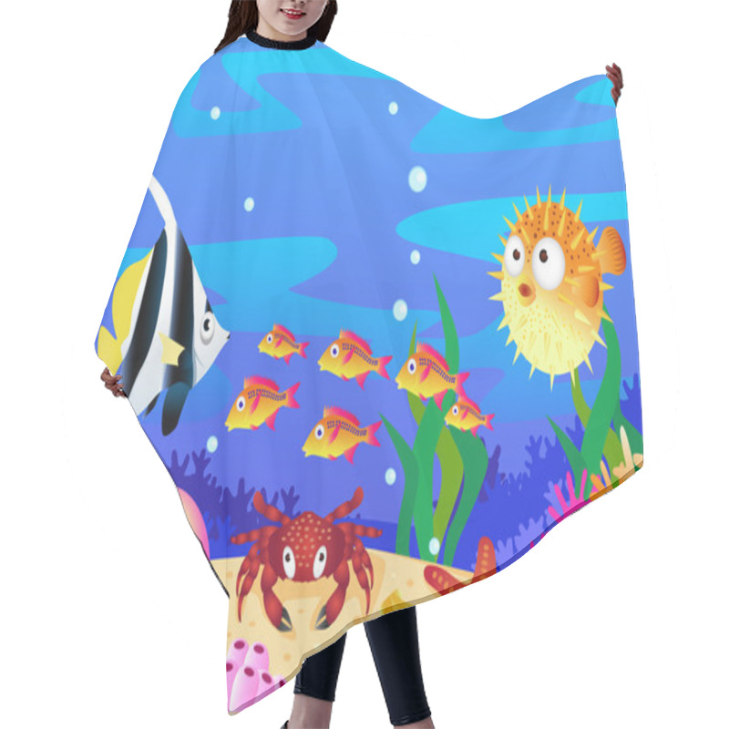 Personality  Sea Life Cartoon Hair Cutting Cape