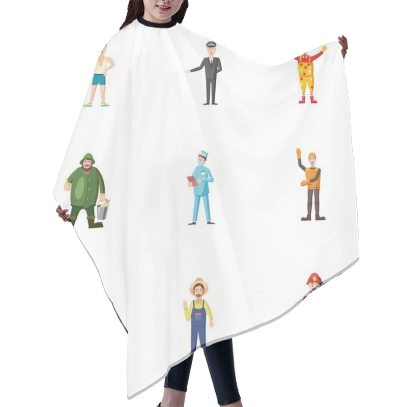 Personality  Activities Icons Set, Cartoon Style Hair Cutting Cape