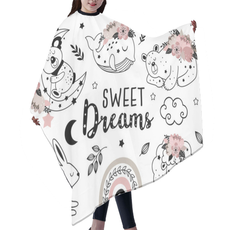 Personality  Set Of Isolated Sleeping Flower Animals Hair Cutting Cape