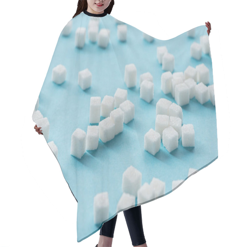 Personality  White Sugar Cubes On Blue Background Hair Cutting Cape